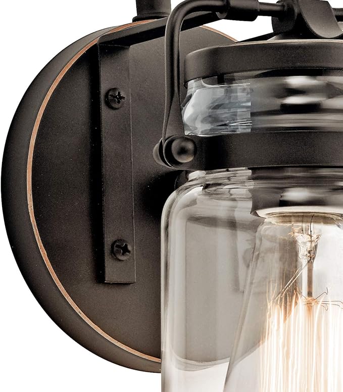 Kichler Brinley 11.5" Wall Sconce in Olde Bronze®, 1-Light, Vintage Wall Mount Light with Clear Glass, (11.5" H x 5" W), 45576OZ