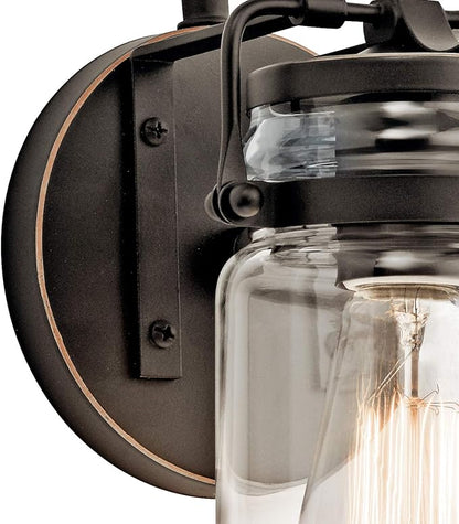 Kichler Brinley 11.5" Wall Sconce in Olde Bronze®, 1-Light, Vintage Wall Mount Light with Clear Glass, (11.5" H x 5" W), 45576OZ