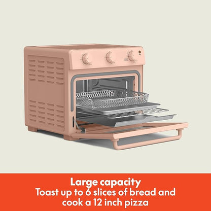 bella Air Fry Toaster Oven, 7 Preset Cooking Options, Dishwasher-Safe EverGood Coated Trays Included, 60-Minute Auto Shutoff w Audible Timer, Power Indicator Light, 1700 Watt, Blossom