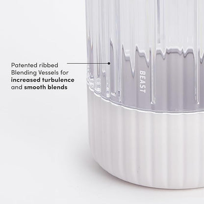 Beast Mighty 850 Plus | Premium Compact Personal Blender | Smoothies, Shakes, Dressings, Sauces | Blends Ice and Frozen Fruit | New XL Vessel | Extra Vessels, Lids and Straws | 850W (Cloud White)