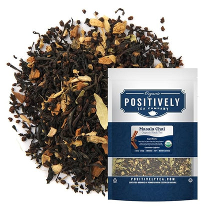 Organic Positively Tea Company, Masala Chai Black Tea, Loose Leaf, 4 Ounce