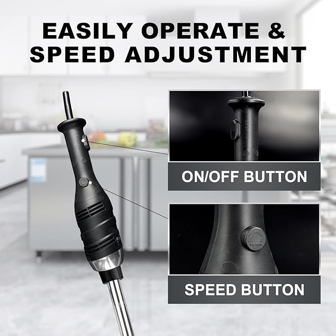 VONCI 280W Commercial Immersion Blender, Light Duty Hand Blender with Variable Speed 6000-20000RPM, Handheld Stick Mixer with 9.5" Detachable Shaft, Professional Blender for Restaurant Kitchen.