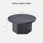 Load image into Gallery viewer, SICOTAS Round Coffee Table for Living Room, Mid Century Modern Fluted Center Coffee Table with Storage, 32" Circle Accent Tea Dining Table for Apartment, Dark Grey Alder