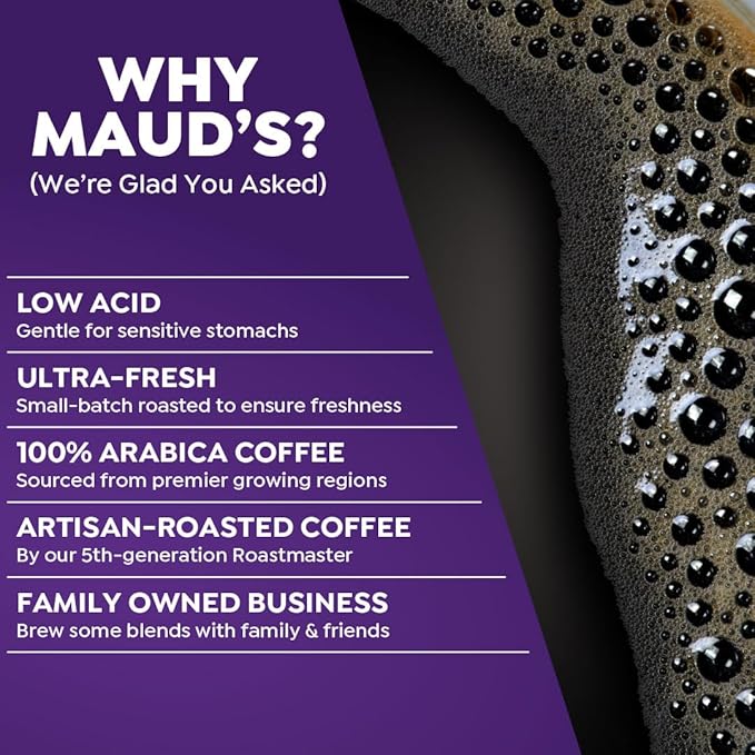 Maud's Vanilla Ube Flavored Coffee Pods, 18 ct, Medium Roast Flavored Coffee in Recyclable Single Serve Pods – 100% Arabica Beans, Compatible with Keurig K Cups Maker