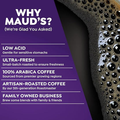Maud's Vanilla Ube Flavored Coffee Pods, 18 ct, Medium Roast Flavored Coffee in Recyclable Single Serve Pods – 100% Arabica Beans, Compatible with Keurig K Cups Maker