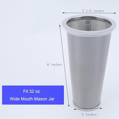 Fermus Cold Brew Coffee Maker, 32oz / 1Quart Glass Pitcher with Stainless Steel Filter and Pour Spout Handle Lid, Mason Jar for Making Cold Coffee, Fruit Drinks, Sun Tea (1, 32 Ounces)