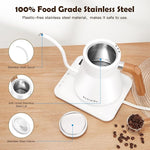 Load image into Gallery viewer, ECORELAX Gooseneck Electric Kettle, ±1℉ Temperature Control Pour Over Kettle for Coffee, Tea &amp; Water, Stainless Steel 1200 W Keep Warm OLED Display 1 L (White)