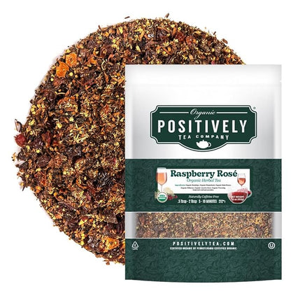 Organic Positively Tea Company, Raspberry Rosé Herbal Tea, Loose Leaf, 16 Ounce