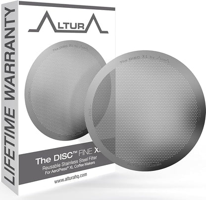 ALTURA The DISC FINE XL: Premium Filter for AeroPress XL Coffee Makers + eBook with Recipes, Tips, and More – Stainless Steel, Washable & Reusable…