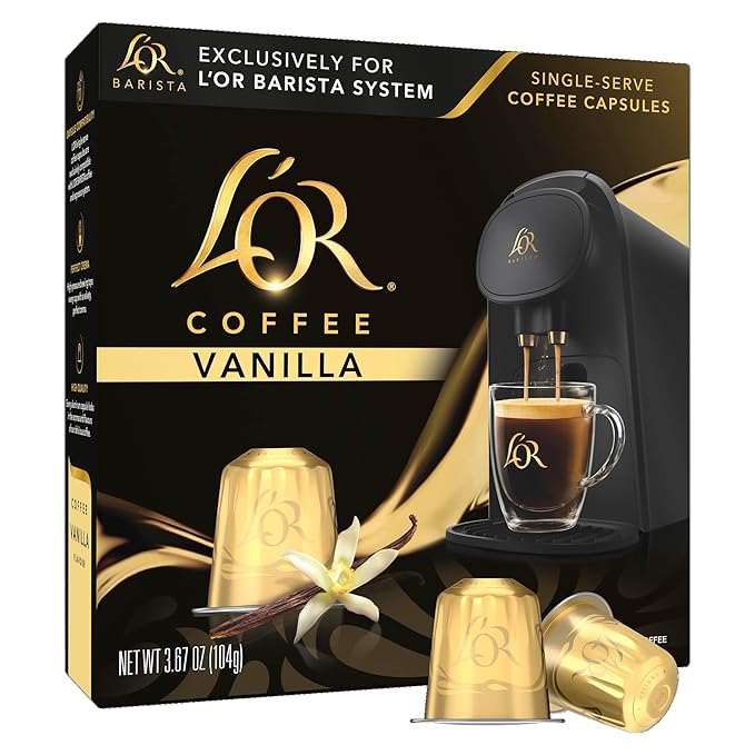 L'OR Coffee Pods, 10 Count Vanilla Blend, Single-Serve Aluminum Coffee Capsules Compatible with the L'OR BARISTA System & *Nespresso Original Machines, 10 count (Pack of 1)