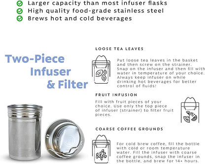 London Sip 25 oz Multi-Function Travel Mug and Tumbler Tea Infuser Water Bottle Fruit Infuser Flask Hot and Cold Double Wall Stainless Steel Coffee Thermos, Sacred Red, Pack of 2