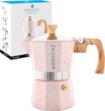 Load image into Gallery viewer, GROSCHE Milano Moka pot, Stovetop Espresso maker, Greca Coffee Maker, Stovetop coffee maker and espresso maker percolator (Pink, 3 cup)