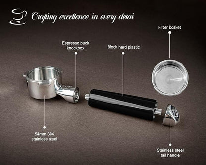 𝟓𝟒𝐦𝐦 𝐁𝐨𝐭𝐭𝐨𝐦𝐥𝐞𝐬𝐬 𝐏𝐨𝐫𝐭𝐚𝐟𝐢𝐥𝐭𝐞𝐫 - Includes Precision Filter Basket - Fits Breville Barista Express and 54mm Breville Machines， Black