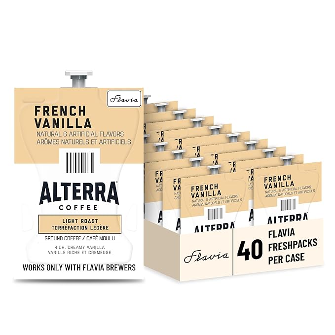 Flavia Alterra French Vanilla Coffee Freshpacks works only with Flavia Brewers, Light Roast (Case of 40)