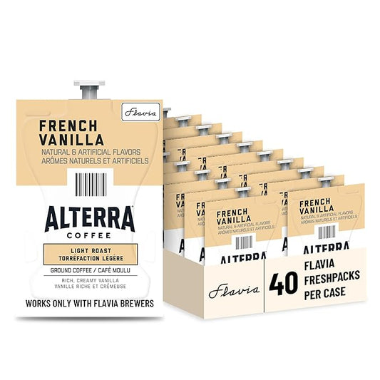 Flavia Alterra French Vanilla Coffee Freshpacks works only with Flavia Brewers, Light Roast (Case of 40)