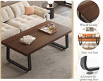 Load image into Gallery viewer, HSH Rustic Walnut Coffee Table, Modern Center Table, Rectangle Industrial Living Room Coffee Table, Simple Farmhouse Wood and Metal Tea Table for Home Bedroom Office, Walnut, 47 in