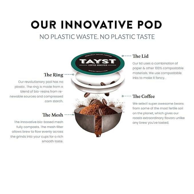Tayst Coffee Pods, Happy Hazelnut Medium Roast, K Cups Compatible with Keurig Coffee Maker, Sustainable Single Serve, Pack of 100