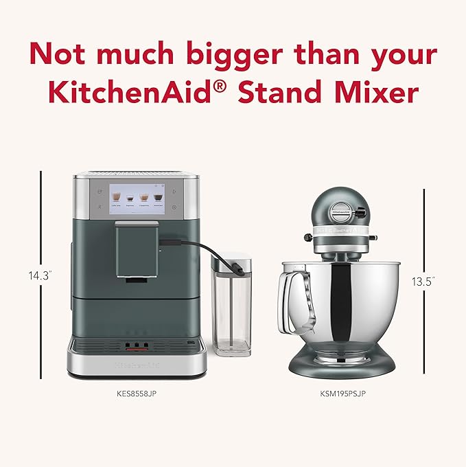 KitchenAid Fully Automatic Espresso Machine KF8 with Milk Attachment & Plant Based Milk Options, KES8558BK, Cast Iron Black