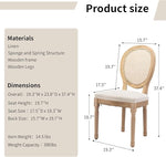 Load image into Gallery viewer, Vintage French Country Dining Chairs Set of 6, Rattan Dining Chairs with Solid Wood Legs, Beige Upholstered Dining Chair, Sillas para Comedor, Kitchen &amp; Dining Room Chair (Beige, Rattan, 6Pcs)