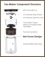 Load image into Gallery viewer, ZENS Modern Glass Infuser Teapot, One Touch Tea Maker for Loose Leaf Tea with Insulated Mug and Portable Case. Enchanted Pot Alternatives for Tea Lover Gifts