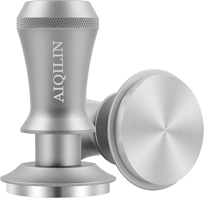 Espresso Tamper, Constant 30lb Coffee Tamper with double Calibrated Spring Loaded, Stainless Steel double spring loaded Coffee Tamper Fits for All Portafilters- Flat Base (53mm, SILVER)