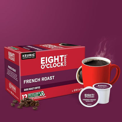 Eight O'Clock Coffee French Roast, Single-Serve Coffee K-Cup Pods, Dark Roast, 72 Count