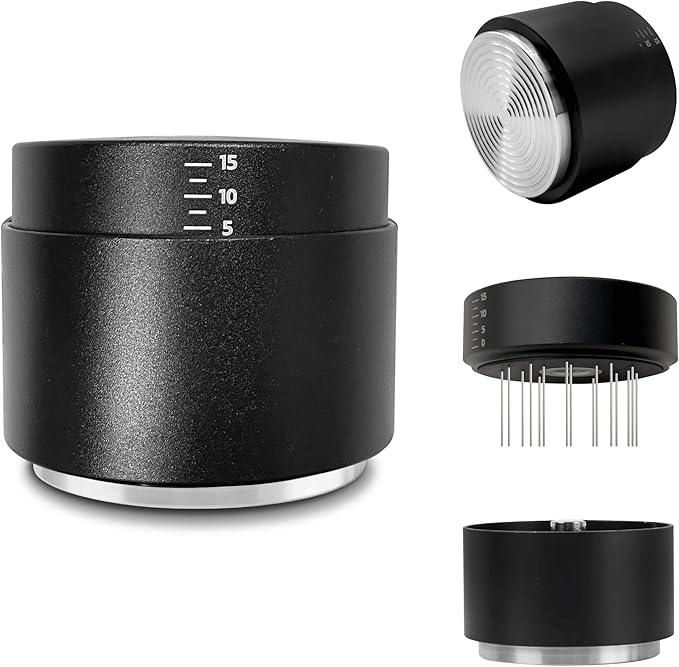 53mm Espresso Accessories Kit, 3-in-1 Coffee Distributor and Tamper, WDT Tool Espresso Distribution Tool Set Fits Espresso Coffee Machines and 58 mm Portafilters Accessories (53mm)