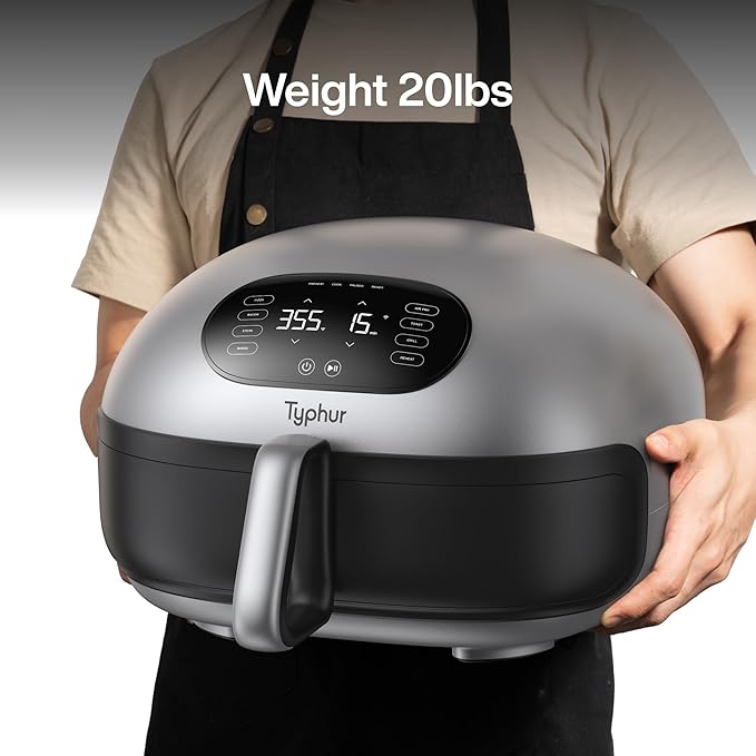 Dome 2 Air Fryer, Extra Large Airfryer with Superior Airflow, Self-cleaning Smart Digital Fryer with PFAS free Basket for Quick Easy Meals, Fits a 12" Pizza or 4-Slice Toast