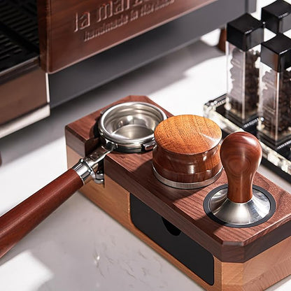 Espresso Tamping Station 58mm 54mm 51mm, Wood Portailter Holder Espresso Coffee Equipment, Espresso Machine Accessories, Barista Tools, Adjustable(Accessories not included)