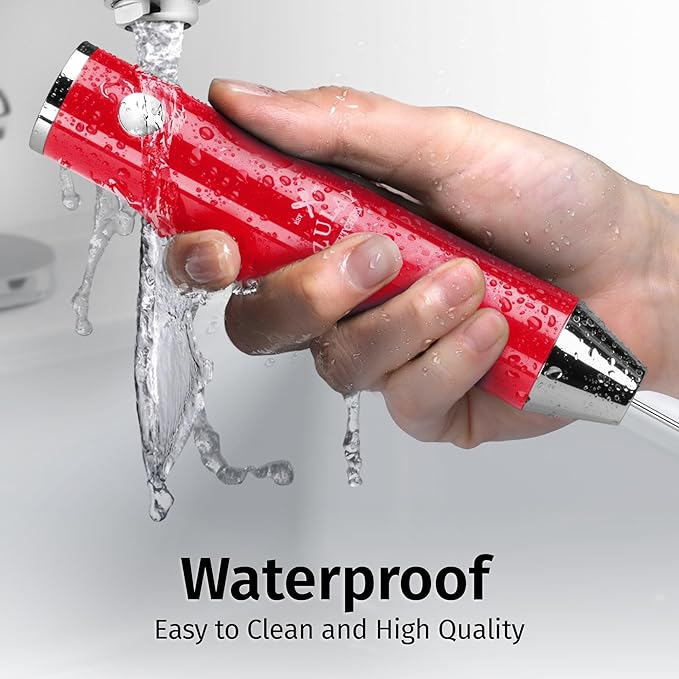 Zulay Kitchen Lux Rechargeable Milk Frother Handheld - Powerful 2-Speed Motor, Fully Waterproof, 2000mAh Battery - Drink Mixer For Latte, Cappuccino, Matcha, Protein Powder - Red