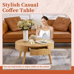 Load image into Gallery viewer, Round Wood Coffee Table for Living Room, Modern Farmhouse with Drawer, Solid Boho Circle Table with 4.5” Thick Tabletop, 31.5" L x 31.5" W x 15.87" H