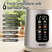 Mecity Electric Kettle 1.7L Touch Screen Temperature Control Water Boiler, No Plastic Contact with Water. 6 Presets For Tea and Coffee, 2 Hours Keep Warm, Cream & Stainless Steel Color