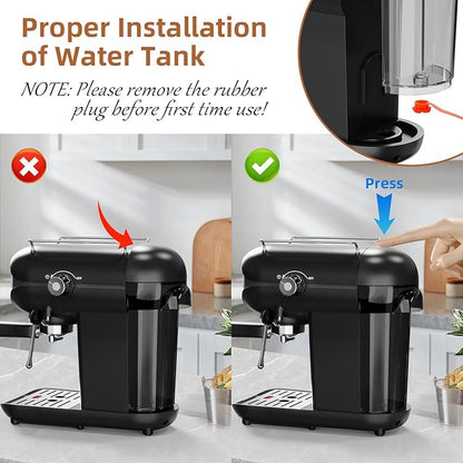 Espresso Coffee Machine, 20 Bar Compact Semi-Automatic Espresso Machine with Milk Frother for home Latte, Cappuccino, Black