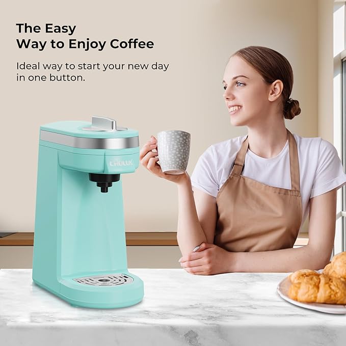 CHULUX Mini Coffee Maker for K Capsule, Single Serve Coffee Maker for One Cup Americano, Lightweight Pod Coffee Machine, Aqua