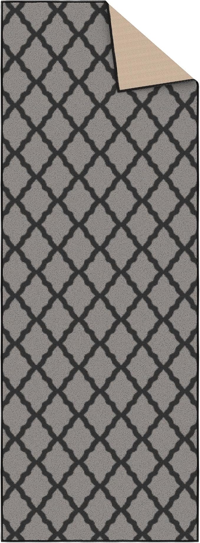 Ottomanson Hallway Runner Rug 2'2" x 6' Non Slip Trellis Area Rugs Easy to Clean Laundry Rug Runner Durable & Pet Friendly Floor Carpet Runners for Hallways Entryway Living Room Kitchen, Dark Gray