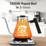 Load image into Gallery viewer, COZII Gooseneck Electric Kettle with ±1°F Temperature Control, 1200W Quick Heating for Pour Over Coffee &amp; Tea, 0.9L Water Boiler with 24H Keep Warm &amp; Auto Shut Off, Stainless Steel Interior, Silver