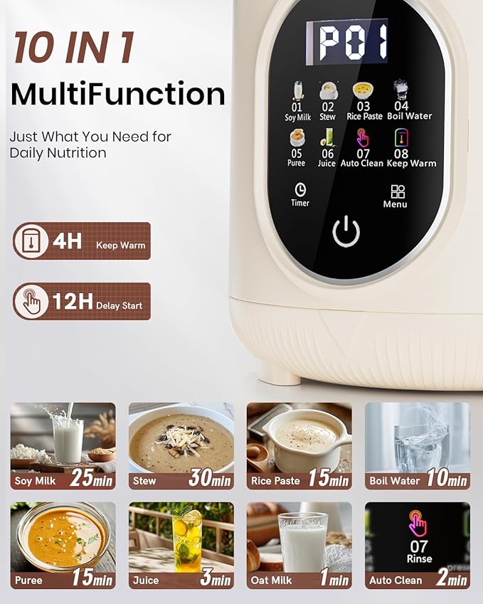 55oz Newly Nut Milk Maker Machine for Almond(Extra Large), Oat Milk,Juice, Soy Milk Maker for Auto Clean, Delay Start, Boil Water, Keep Warm, White,(5-6 Cups)