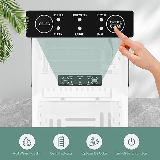 SMUG Ice Makers Countertop with Handle, Portable Ice Machine, 9 Bullet Ice Cubes in 6 Mins, 26lbs in 24Hrs, Auto-Cleaning, with Basket and Scoop, for Home, Kitchen, RV, Camping, White
