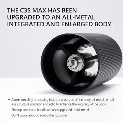 TIMEMORE Manual Coffee Grinder Chestnut C3S Max Capacity 30g with CNC Stainless Steel Conical Burr, Internal Adjustable Setting, Double Bearing Positioning for Home/Travel/Camping - Black