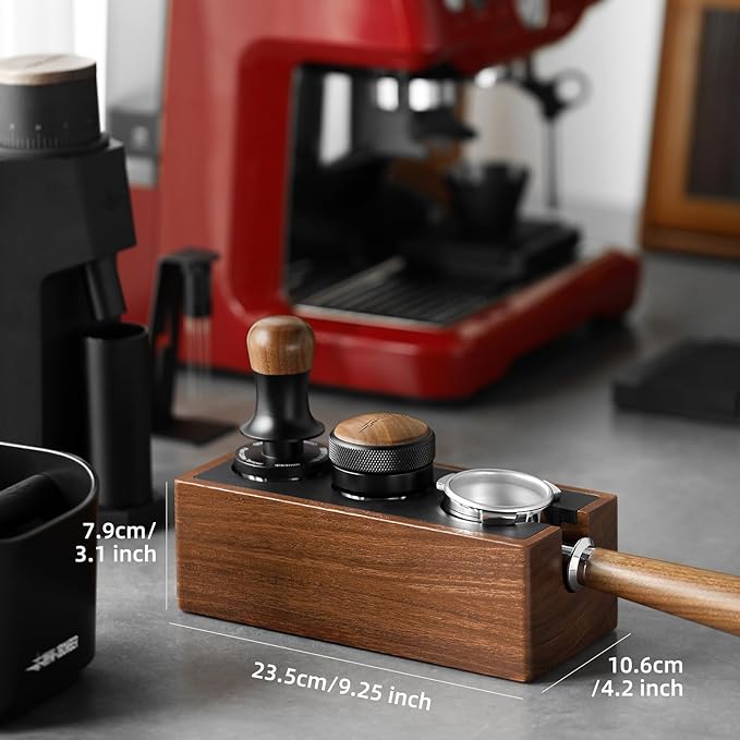 MHW-3BOMBER Espresso Tamping Station, 4 in 1 Walnut Espresso Organizer Box with Magnetic Drawer for Storage 51-58mm Espresso Tamper,Distributor,Portafilter and Espresso Accessories,CH6718
