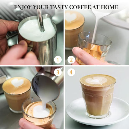 Espresso Machine 20 Bar,Espresso Coffee Maker with Milk Frother Steam Wand,Semi-Automatic Dual-nozzle Espresso Machine,Automatic power-off Function (Milk Frothing Cup)