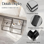 Load image into Gallery viewer, Glass Nesting Coffee Table Set of 2, Modern Minimalist Center Tables, Living Room Coffee Tables for Home, Office, Bedroom, Small Spaces, Space-Saving, Black