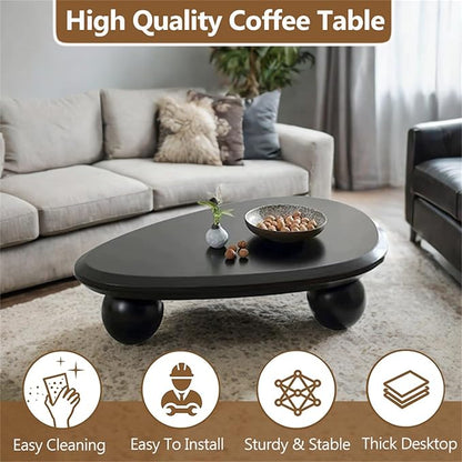 Cloud Coffee Table Modern Cute Coffee Tables Irregular Simple Tea/Center Table for Small Space End Table for Living Room, Home Office, Indoor (Oval Shape Black 39.4" Wx25.6 Dx11.8 H)