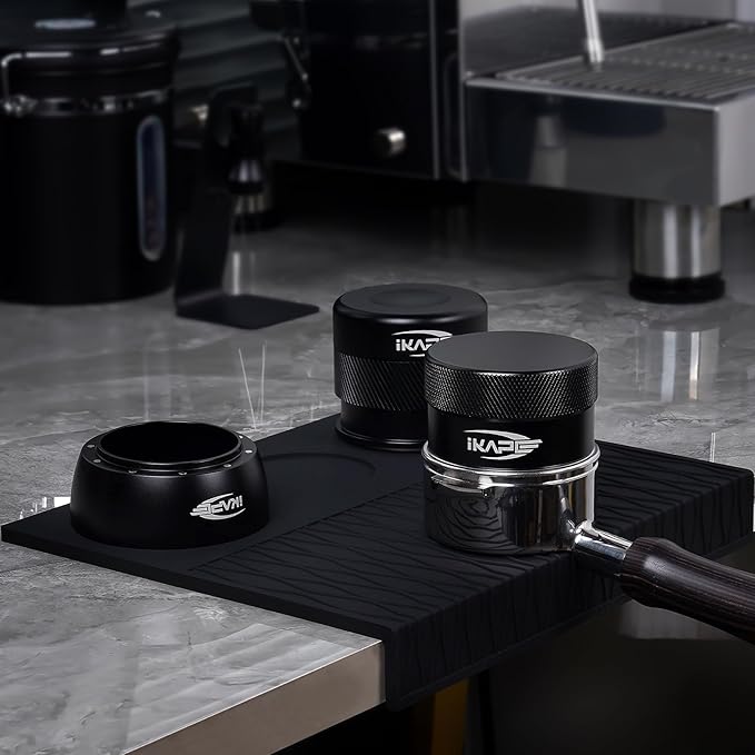 IKAPE Espresso Tamping Mat, Food Grade Silicone Coffee Tamper Mat, Portafilter Tamp Mat Espresso Accessory For Baristas, Waterproof Heat Resistant Tamping Pad Mat for Counter