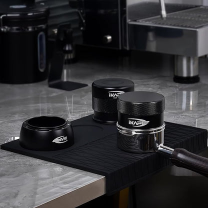 IKAPE Espresso Tamping Mat, Food Grade Silicone Coffee Tamper Mat, Portafilter Tamp Mat Espresso Accessory For Baristas, Waterproof Heat Resistant Tamping Pad Mat for Counter