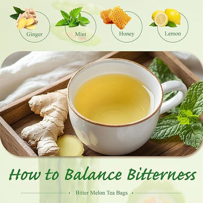 WT WEETEE Bitter Melon Tea Bags, Zero Sugar Tea, 100 Count Made with 100% Pure Natural Bitter Melon, Caffeine-free Momordica Charantia Tea