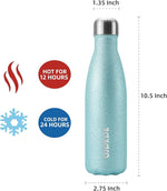 Load image into Gallery viewer, BJPKPK 17oz Insulated Water Bottles Stainless Steel,Sports Water Bottles Keep Cold for 24 Hours and Hot for 12 Hours,BPA Free,Glitter Ice Blue