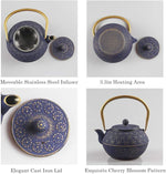 Load image into Gallery viewer, Teapot Cast Iron Tea Kettle for Stovetop Safe Coated with Enameled Interior,Japanese Cast Iron Teapot with Stainless Steel Infuser for Loose Tea(33.8oz)