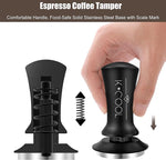 Load image into Gallery viewer, K COO Espresso Tamper, Premium Barista Tools Coffee Tamper with Calibrated Spring 30lb, 100% Stainless Steel Flat Base Tamper with Scale Mark Fits for Breville 54mm Portafilter Basket (53mm, Black)