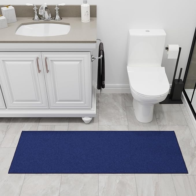 Ottomanson Hallway Runner Rug 2'2" x 6' Non Slip Solid Area Rugs Easy to Clean Laundry Rug Runner Durable & Pet Friendly Floor Carpet Runners for Hallways Entryway Living Room Kitchen, Navy